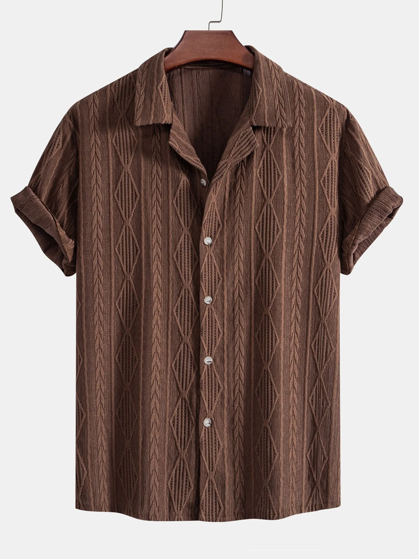 Ademar® | Geometric Jacquard Cuban Shirt & Straight Leg Linen Pants - Image 6