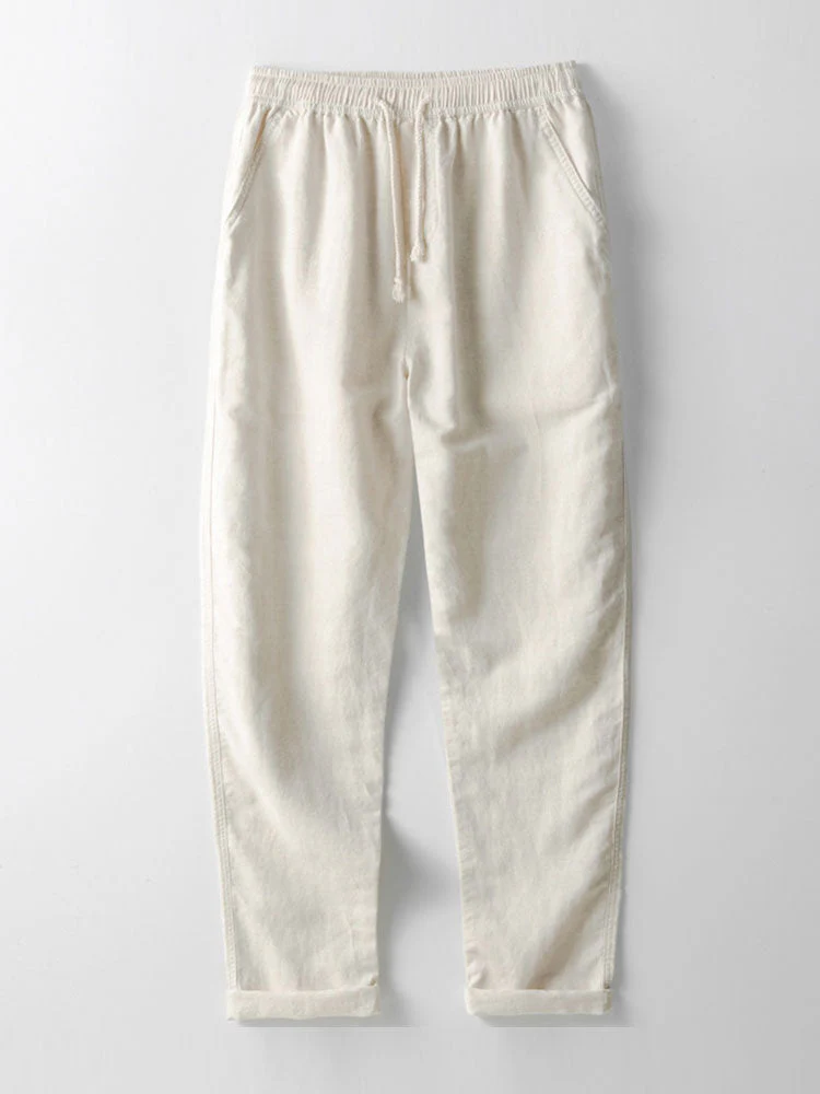 Adham® | Short Sleeve Stand Collar Shirt & Straight Leg Linen Pants - Image 12