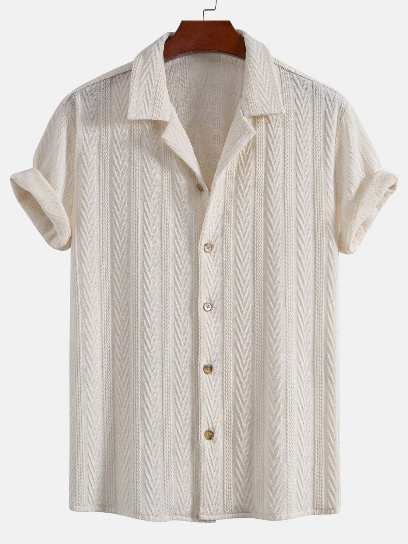 Benito® | Texture Jacquard Cuban Shirt & Wrinkle Textured Straight Leg Pants - Image 9