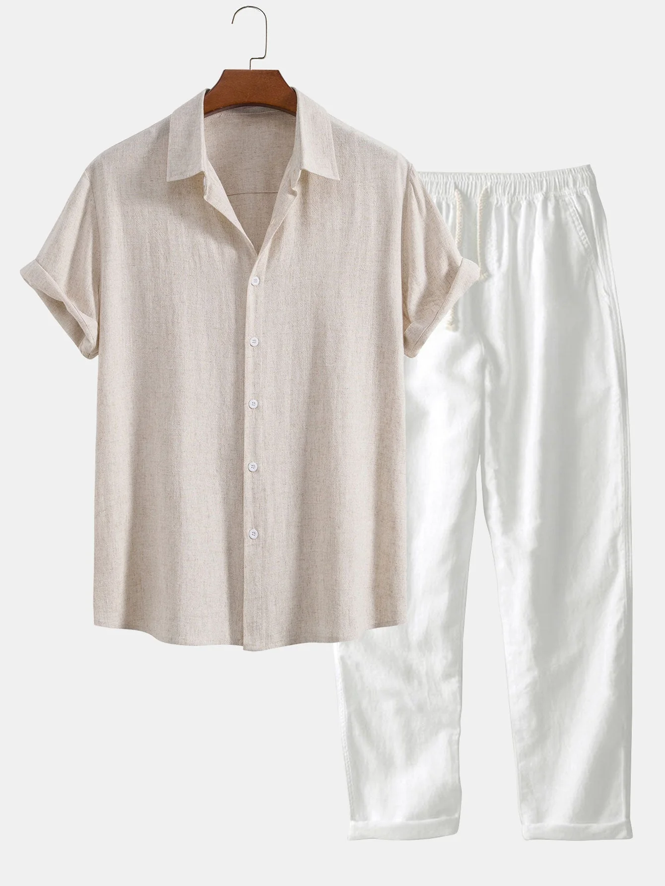 Zósimo® | Linen Rayon Blend Button Up Shirt & Straight Leg Linen Pants - Image 3